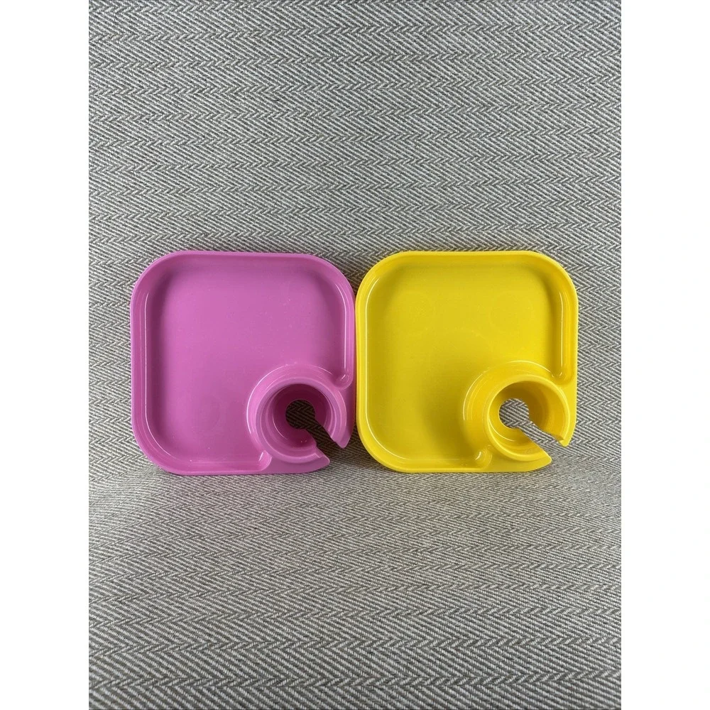 Great Plate Rainbow Square Plates and Cups 6 pair pack